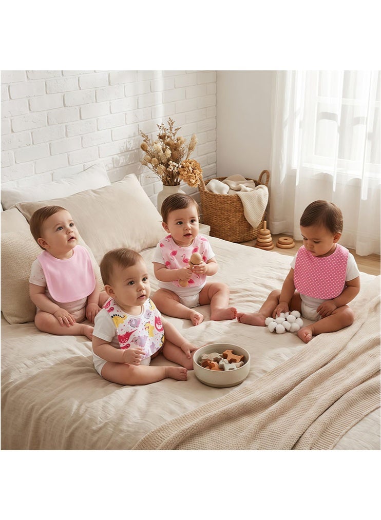 الوجبة مجموعة مرايل أطفال من 4 قطع، مصنوعة من القطن 100%، قابلة للتعديل، ماصة، مناسبة للأولاد والبنات، مرايل للجنسين، للأطفال الرضع والأطفال الصغار للتغذية والتسنين، مقاومة للبقع وجيدة التهوية - Image 2